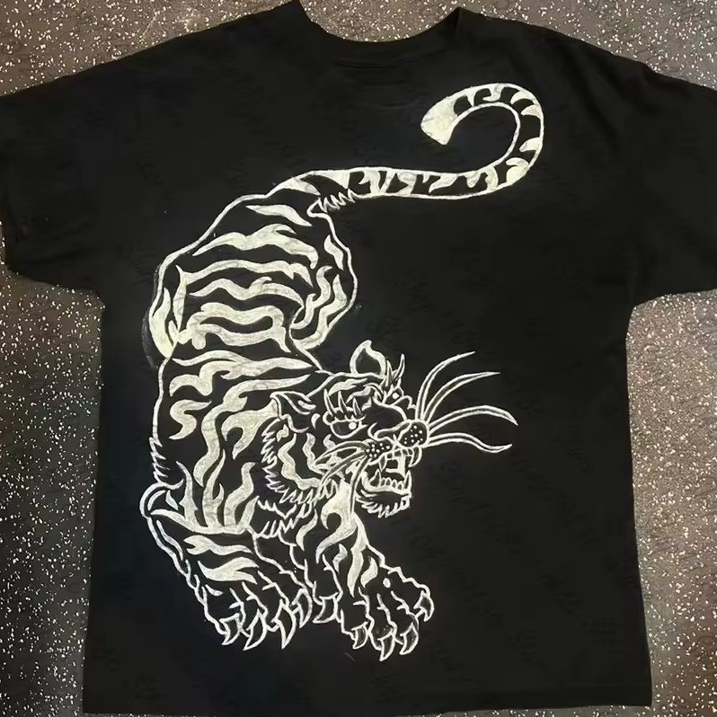 Summer De Clothing - Y2k 服グランジ女性服クロップトップ女性タイガーピリント女性のクロップドベビー Tシャツグラフィック Tシャツ夏トップスデムジェ