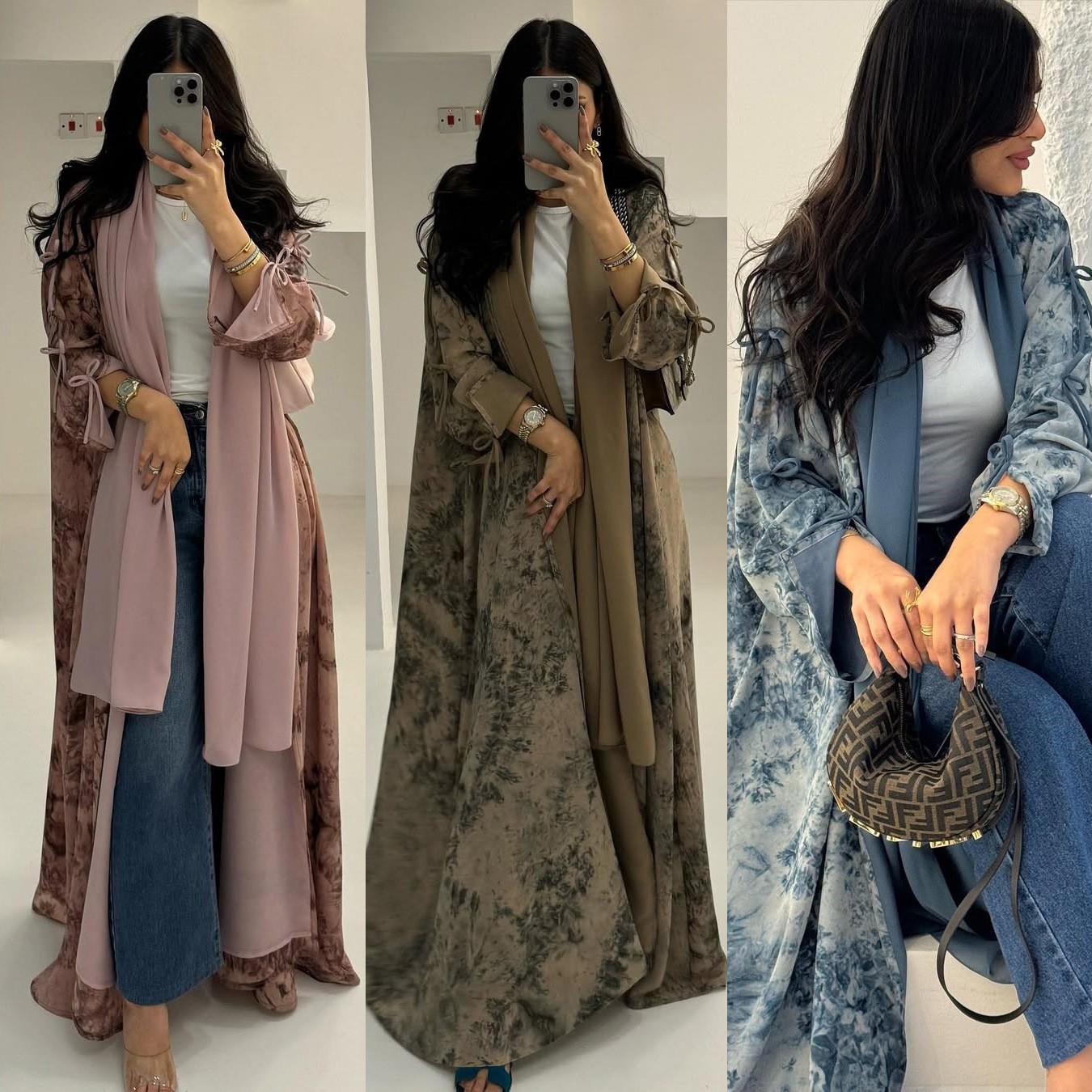 Summer Clothing Hijab - 夏の女性服アバヤ ファム ムスリム女性用ツーピースセット エレガントな長袖シフォンゆったりマキシ丈ワンピース ヒジャブ付き