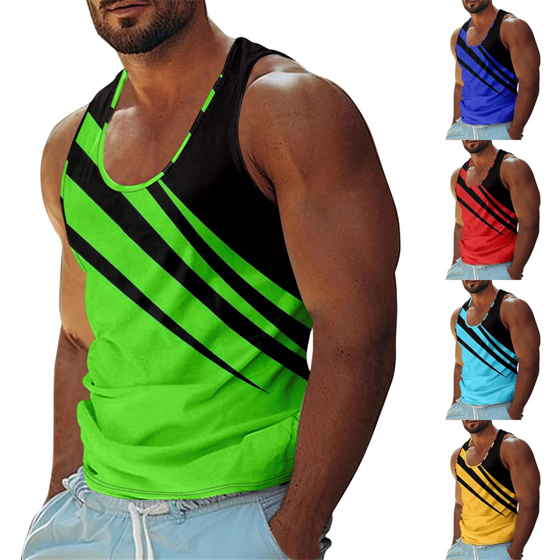 Summer Clothing Trends 2025 - 夏カジュアルストライプタンクトップ紳士服シンプルなトレンドファッションノースリーブシャツ 2025 新しいバスケットボールスポーツデイリーメンズベストトップ