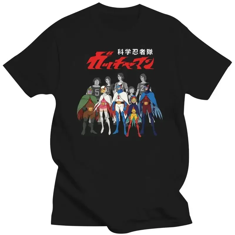 Summer Clothing Ego - 男性用の特大プリントTシャツ,惑星の戦い,ガッチャマンの分身,ラインアップ,黒,夏服