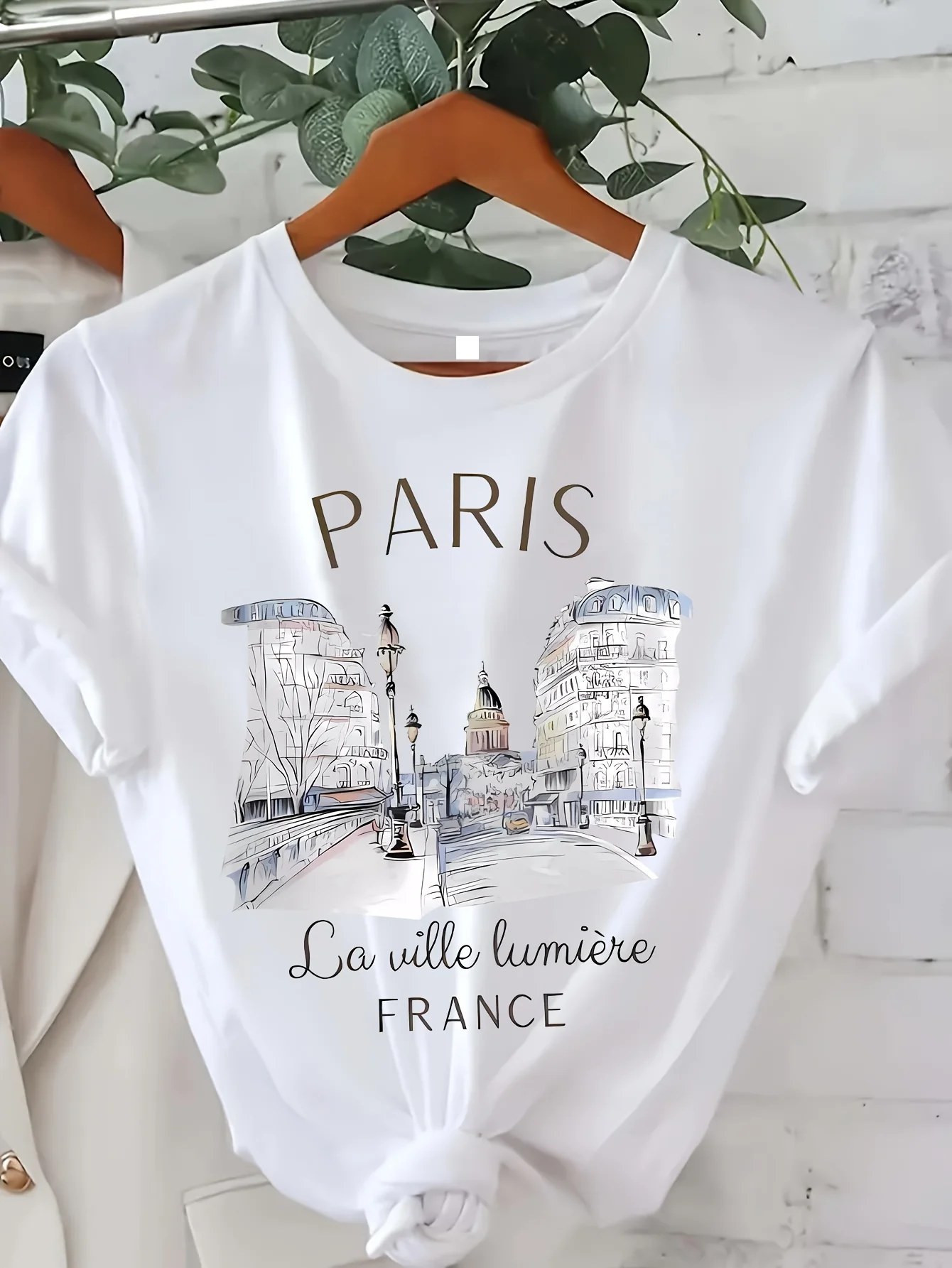 Summer Clothing In Paris - ファッショングラフィックTシャツ パリプリント レディースTシャツ ガールズ 半袖 クルーネック