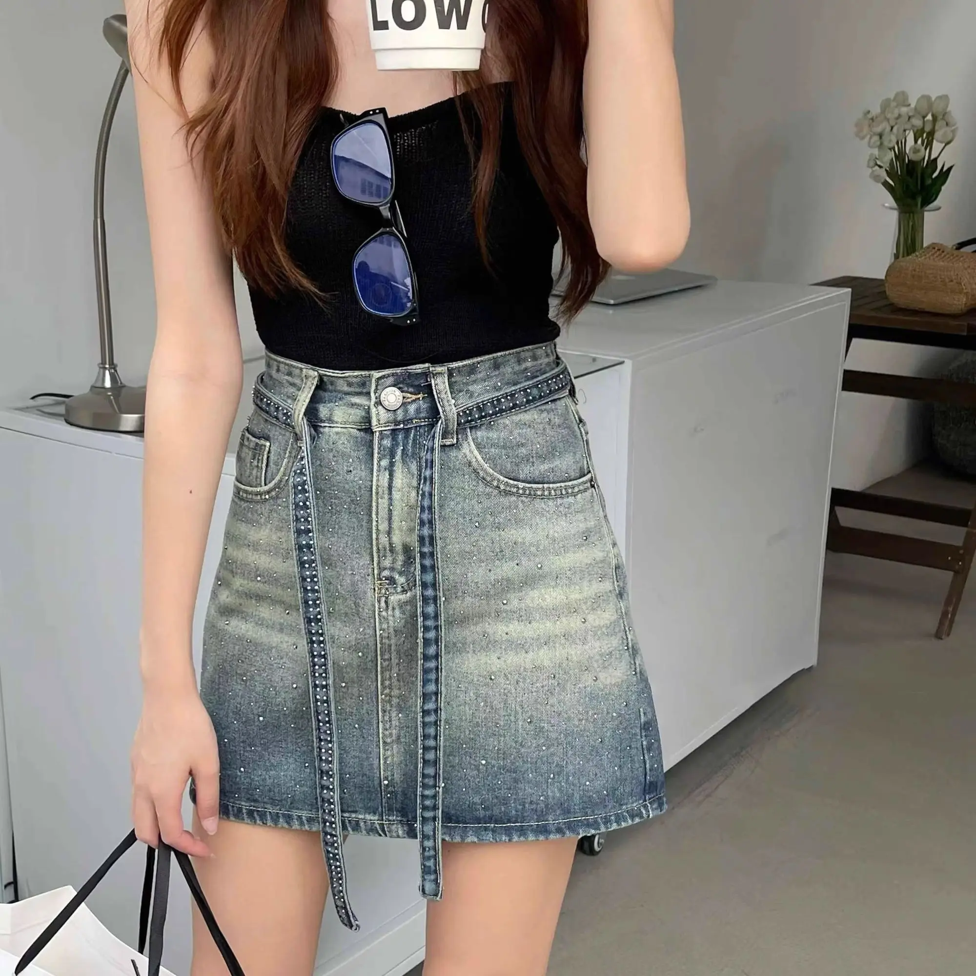 Summer Clothing Trends 2025 - レディースジーンズスカート グラデーション ハイウエスト デニムスカート 控えめな服装 トレンド2025