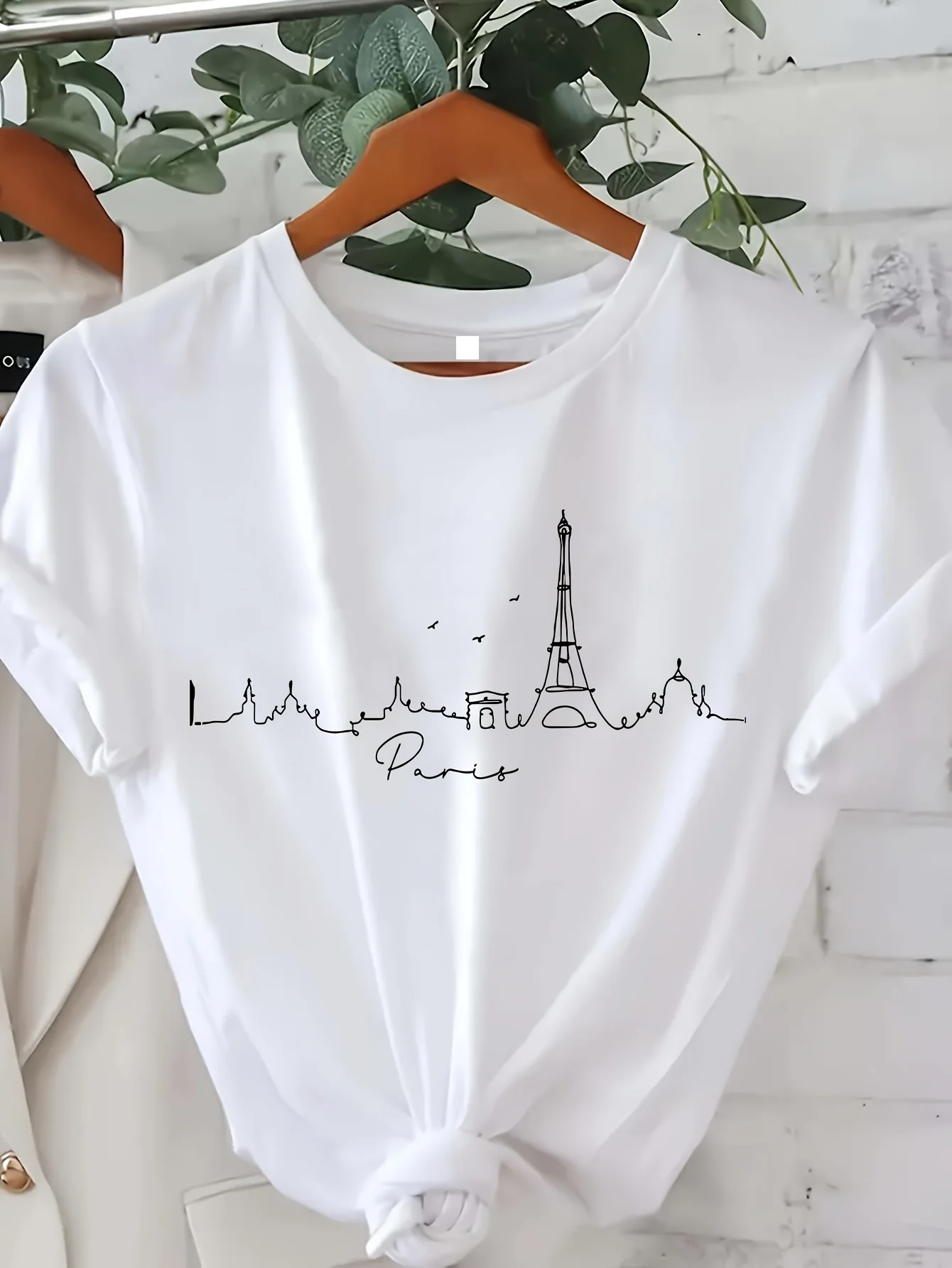 Summer Clothing In Paris - パリプリント Tシャツ半袖クルーネックカジュアルトップ夏 & 春の女性の服カジュアル女性服グラフィック T シャツ