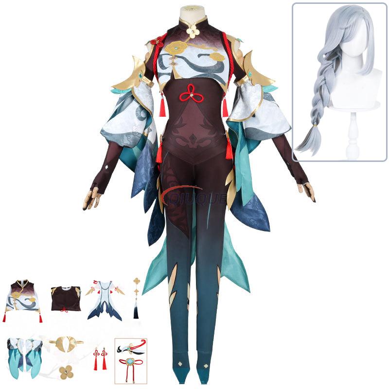 Romper Playsuit Women - ゲーム原神インパクト神河コスプレ衣装神河ウィッグ女性制服ドレスハロウィンコミコンパーティーロールプレイスーツ衣装