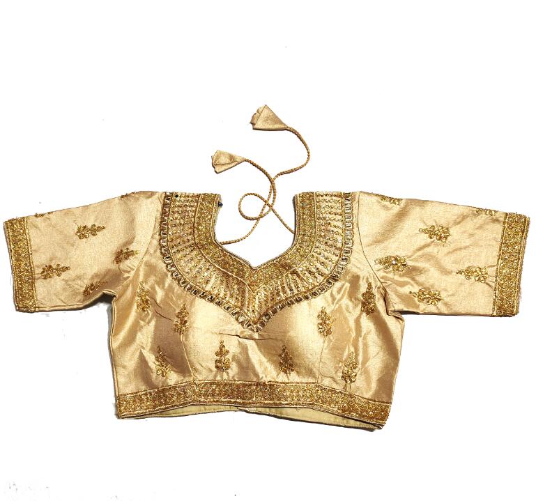 Summer Clothing India - 伝統的なインドサリートップ女性シャツ夏の金糸刺繍パキスタン夏ラインストーン