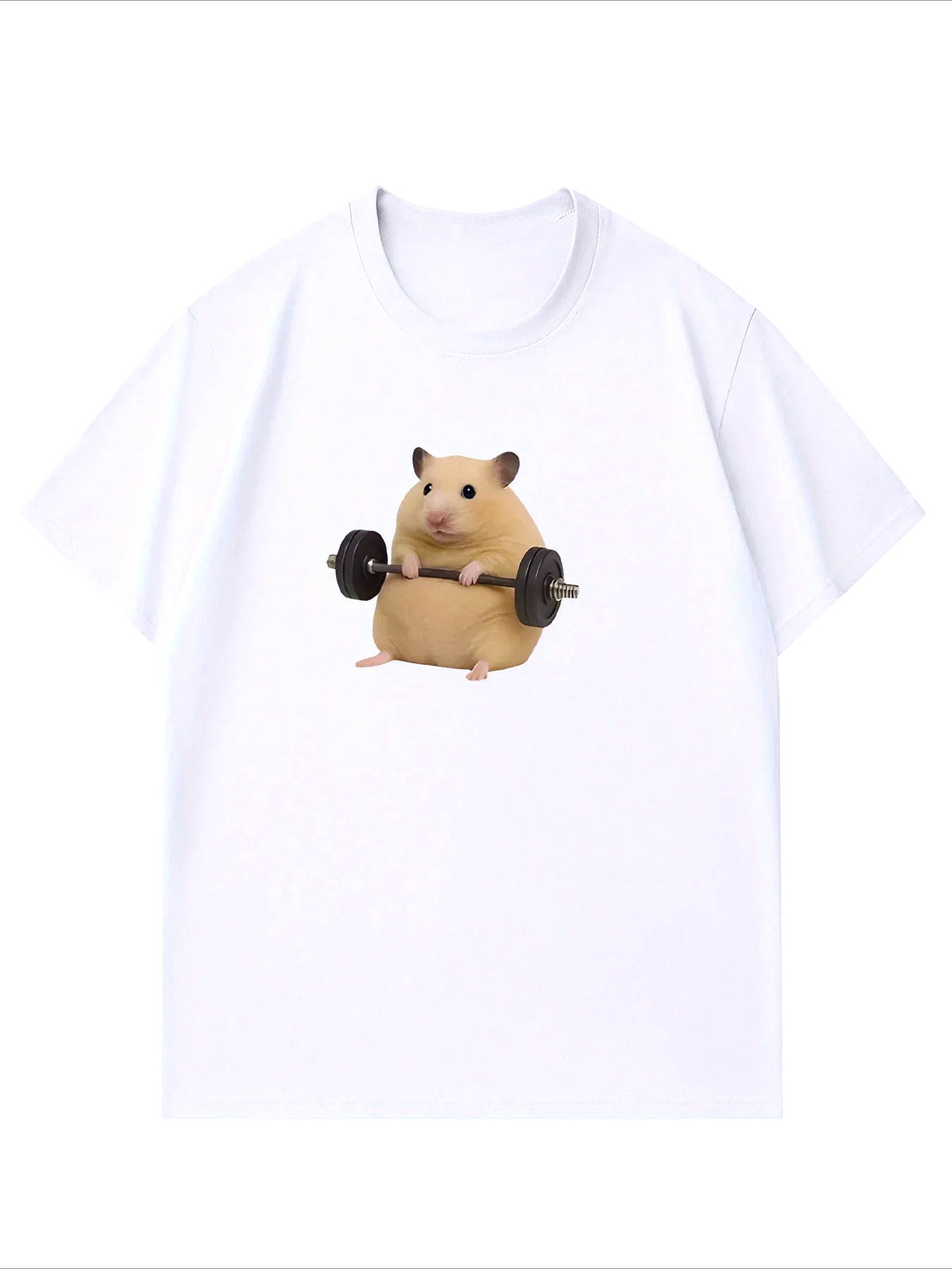 Summer Clothing Aesthetic - プラスサイズの女性のライトグリーンハムスターウェイトリフティンググラフィック原宿半袖カジュアルミームTシャツ美的ストリート服