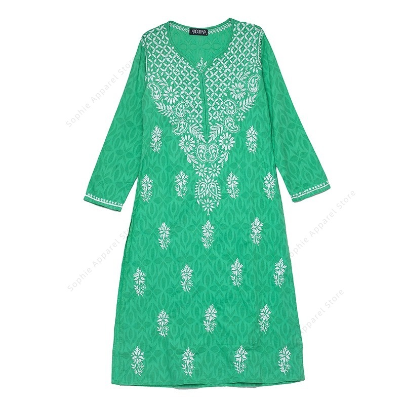 Summer Clothing India - 女性の刺繍クルティ インド/パキスタン チュニック トップ 春夏 薄い
