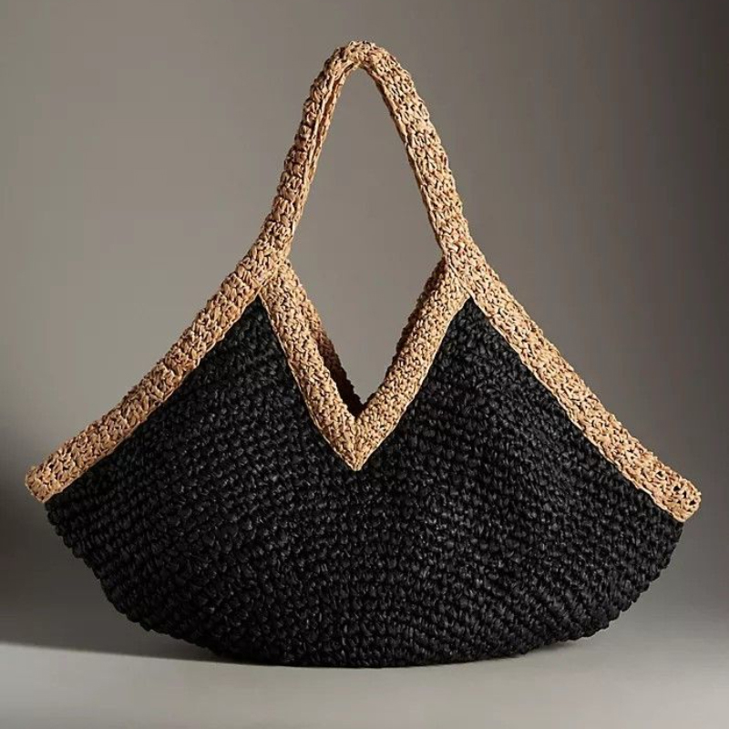 Beach Bag Straw - 夏の新作手織りハンドバッグ大容量ビーチバケーションショルダーバッグファッション多用途女性用サンドバッグストローバッグ