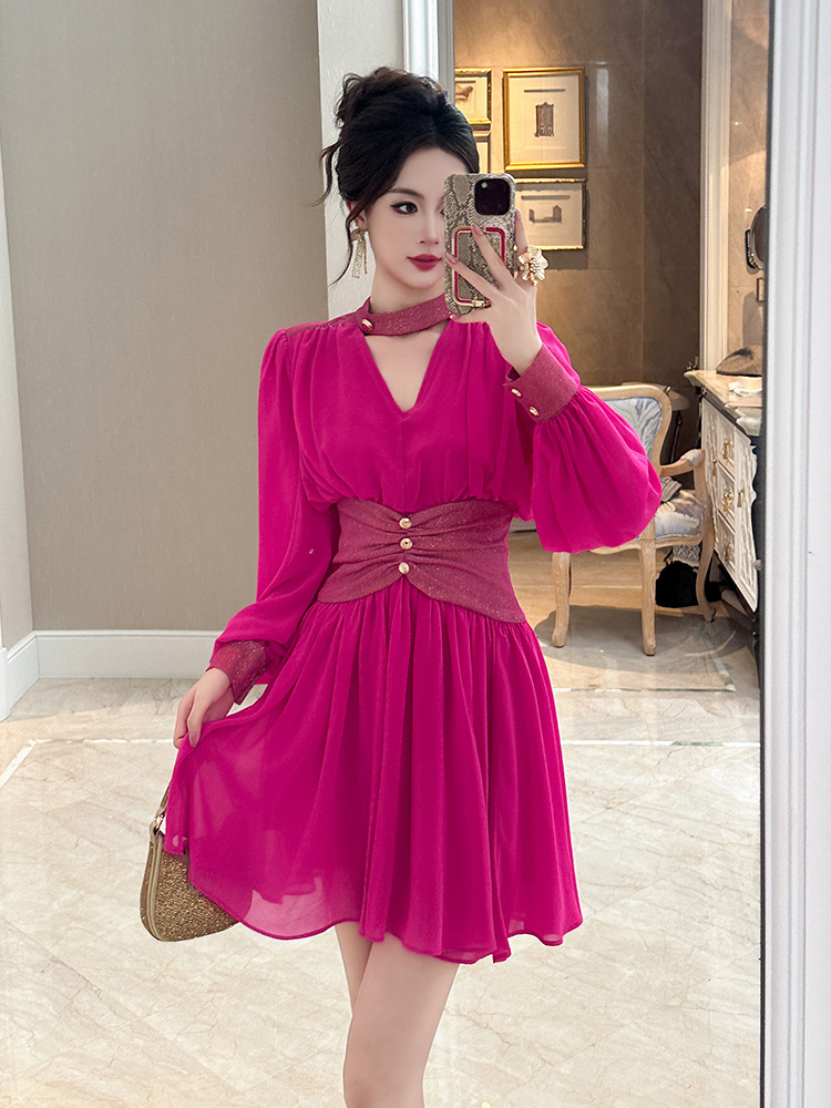 女性用プリーツシフォンドレス,非対称服,Vネック,スリムなフ - Summer Clothing New Look のレビューと価格