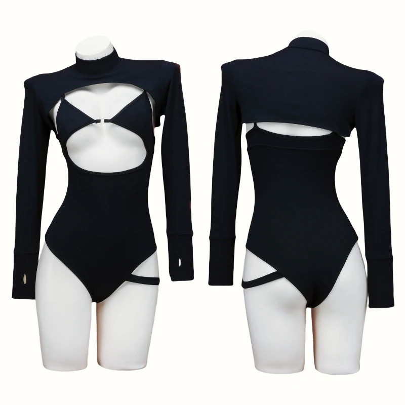 アニメゴシック中空アウトノースリーブタンクトップボディスーツ - Romper Playsuit Women のレビューと価格