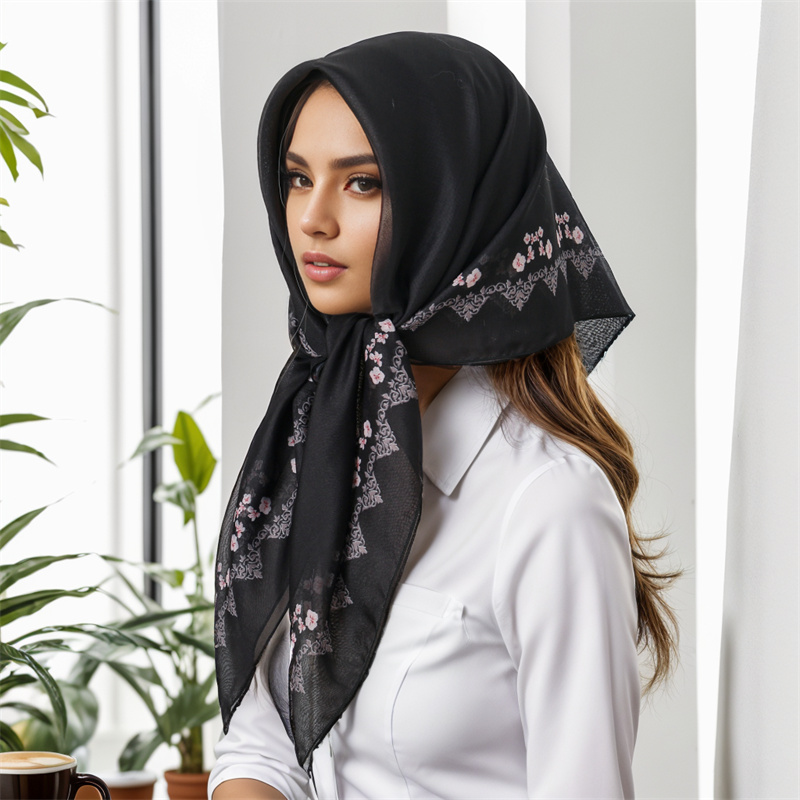 新しいイスラム教徒の正方形ヒジャーブスカーフプリントターバン - Summer Clothing Hijab のレビューと価格