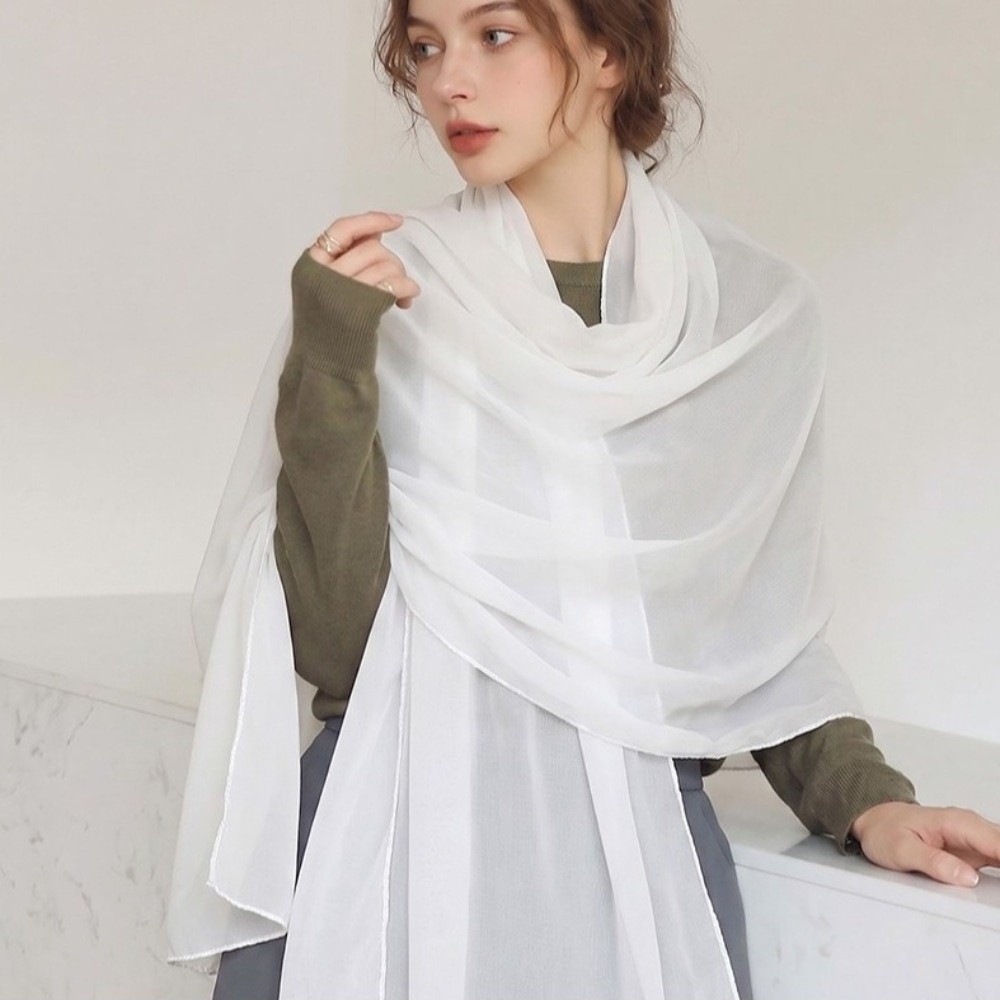 ソリッドカラーの薄いショールシフォン通気性スカーフ日焼け止め - Sarong Pareo Wrap のレビューと価格
