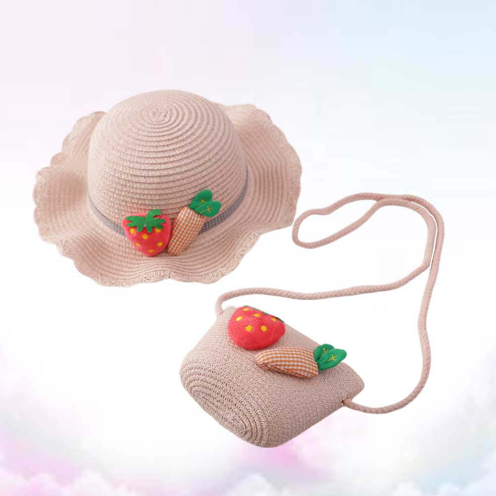 キッズ用麦わら帽子 日焼け防止 ピンク 54cm 幅広つば  - Beach Bag Straw のレビューと価格