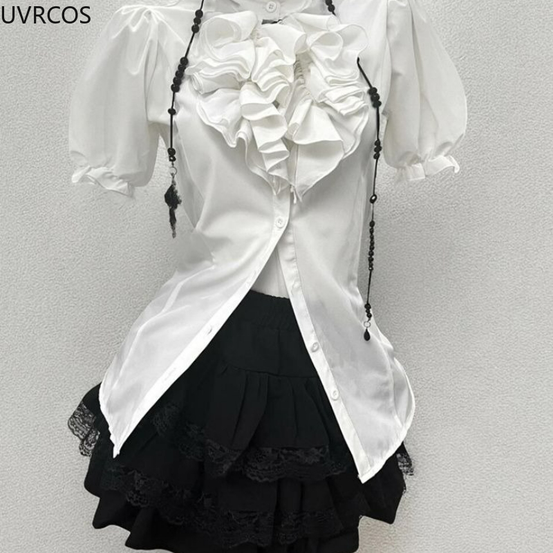 Y2k 美的ロリータスタイル甘い 3 点セット女性フリルパフ - Summer Clothing Aesthetic のレビューと価格