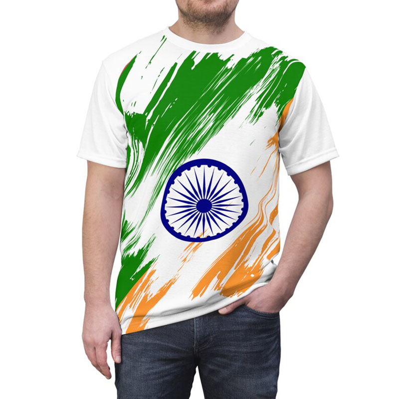 メンズインド国旗プリントTシャツ,クルーネック,半袖Tシャツ - Summer Clothing India のレビューと価格