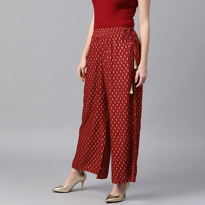 女性用ワイドレッグパンツ,コットンパンツ,ブロンズ,エスニッ - Summer Clothing India のレビューと価格