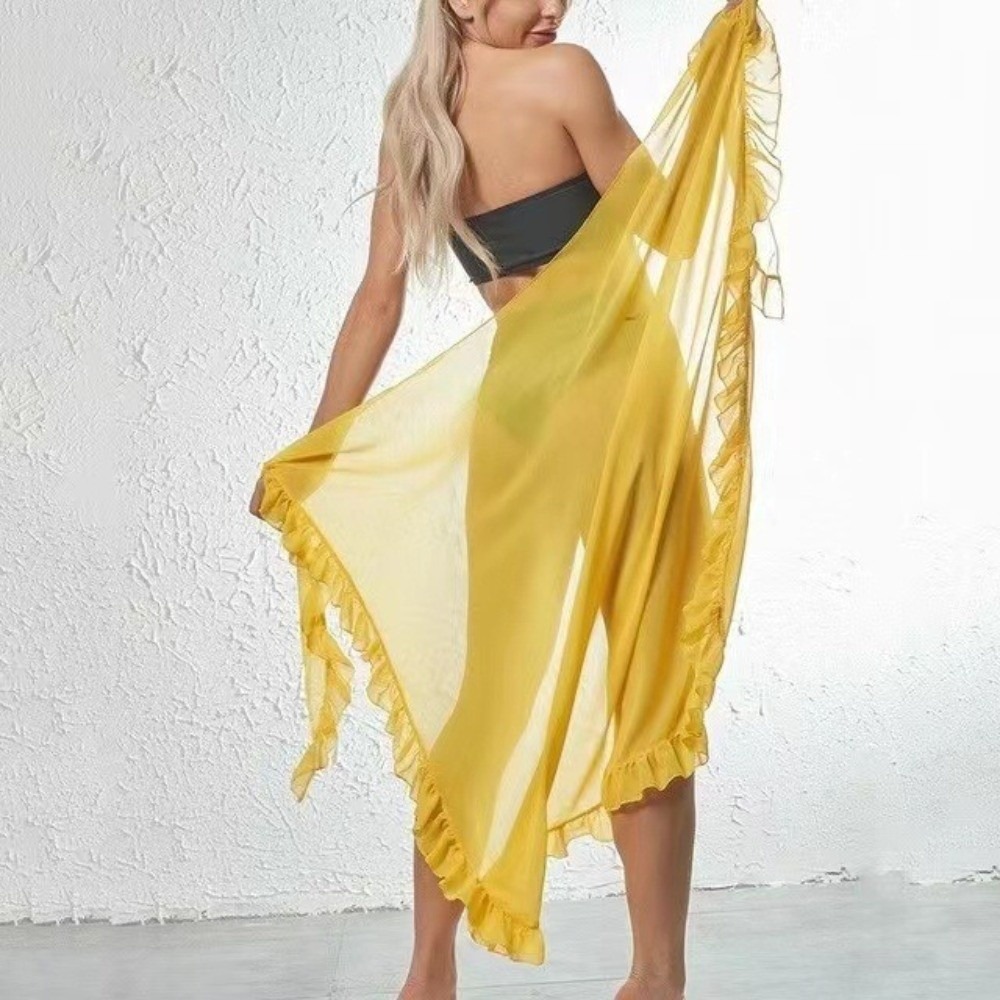 ラップスカーフ ラッフルデザイン サロング 無地 シフォン素 - Sarong Pareo Wrap のレビューと価格