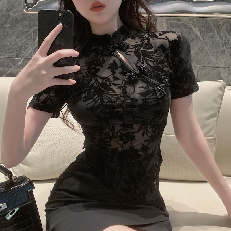 中国風サマーシャツ女性用イレギュラーなスリムシースルーセクシ - Summer Clothing Aesthetic のレビューと価格