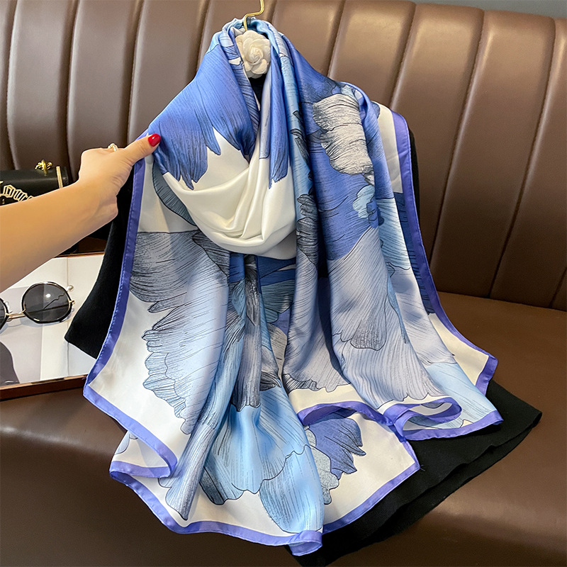 女性のための高級シルクヒジャーブスカーフ,ブランドスカーフ, - Summer Clothing Hijab のレビューと価格