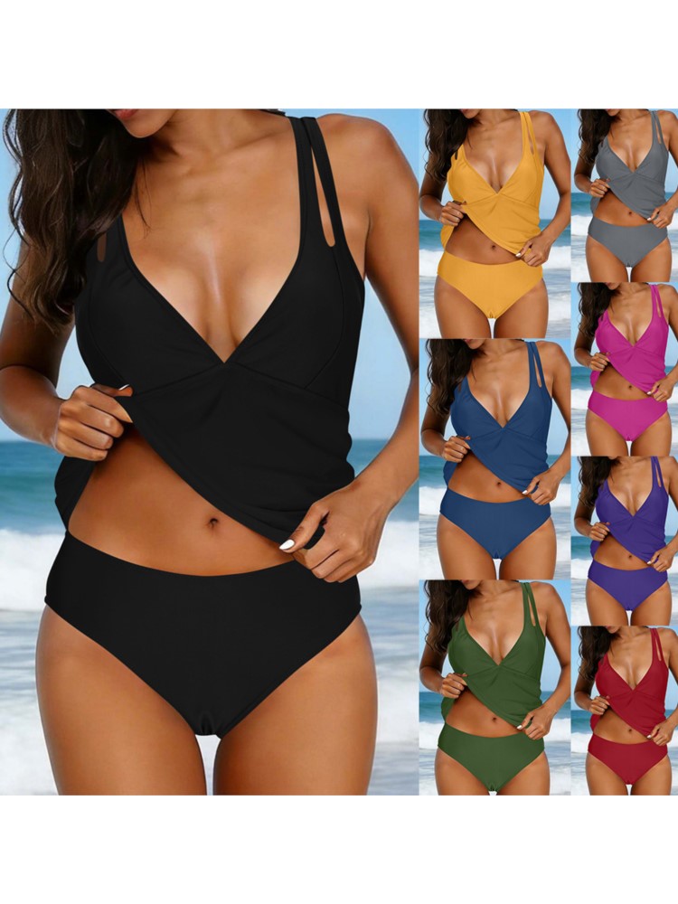 水着女性水着セクシーなタンキニ新しいプッシュアップビキニセッ - Bikini Set Push Up のレビューと価格