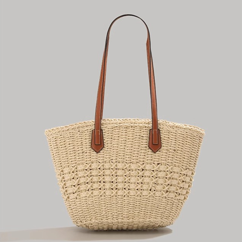 特大折りたたみ式ストロー製トートバッグ 夏の旅行用 防水ビー - Beach Bag Straw のレビューと価格