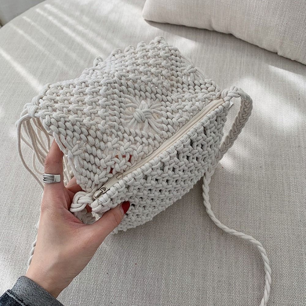 レトロエスニックスタイル織りわらバッグソリッドカラーボヘミア - Beach Bag Straw のレビューと価格