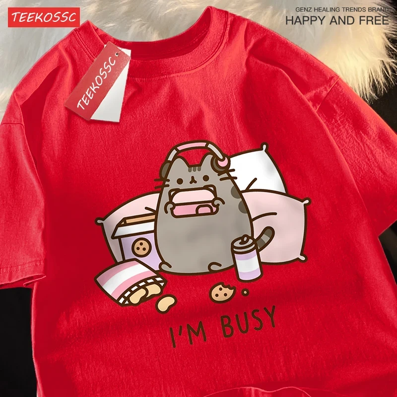 ヘッドホンでゲームをする忙しい猫の男のTシャツ、高品質ブラン - Summer Games Clothing Brand のレビューと価格