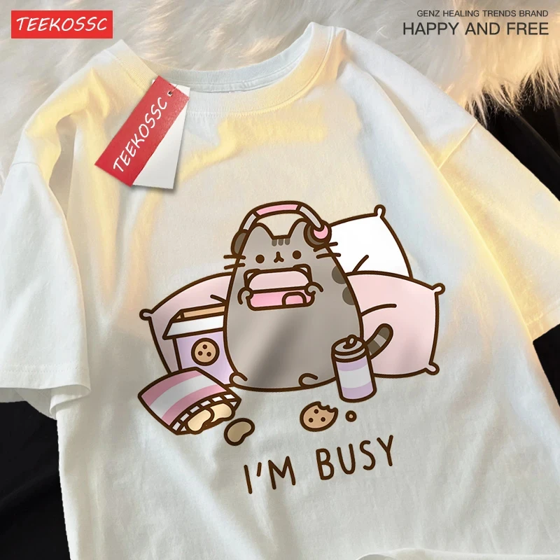 ヘッドホンでゲームをする忙しい猫の男のTシャツ、高品質ブラン - Summer Games Clothing Brand のレビューと価格