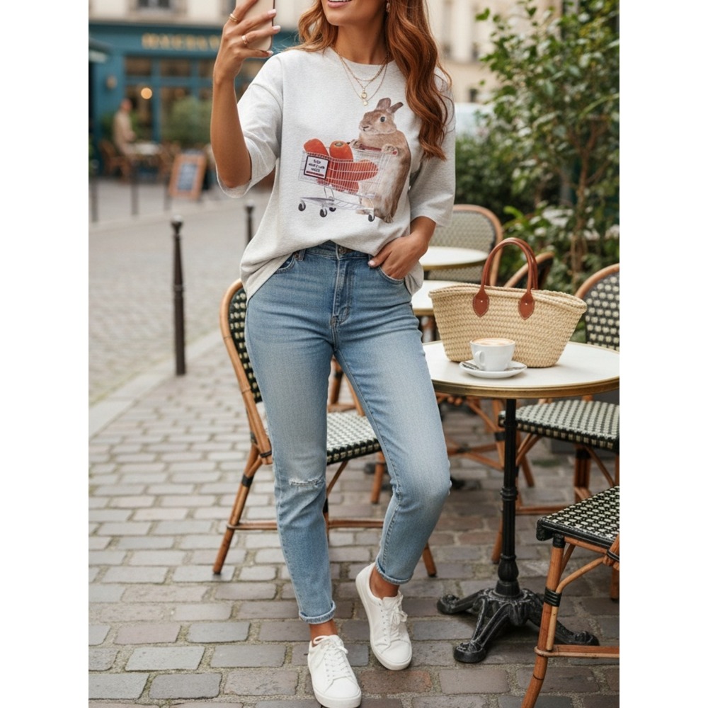 女性用 Tシャツ 幾何学模様プリント クルーネック 半袖 遊 - Summer Clothing Must Haves のレビューと価格