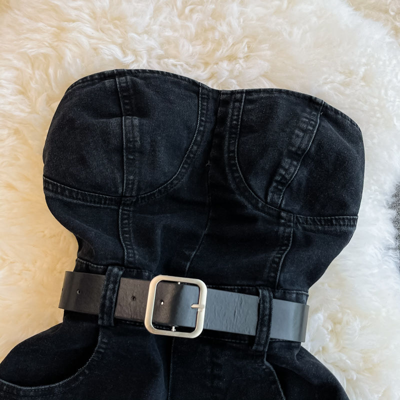 女性用デニムジャンプスーツ,ルーズフィット,裸の肩,ラージ, - Romper Playsuit Women のレビューと価格