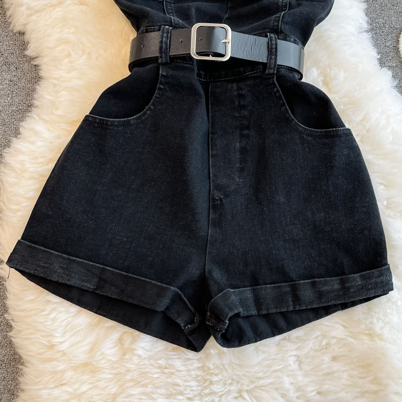女性用デニムジャンプスーツ,ルーズフィット,裸の肩,ラージ, - Romper Playsuit Women のレビューと価格