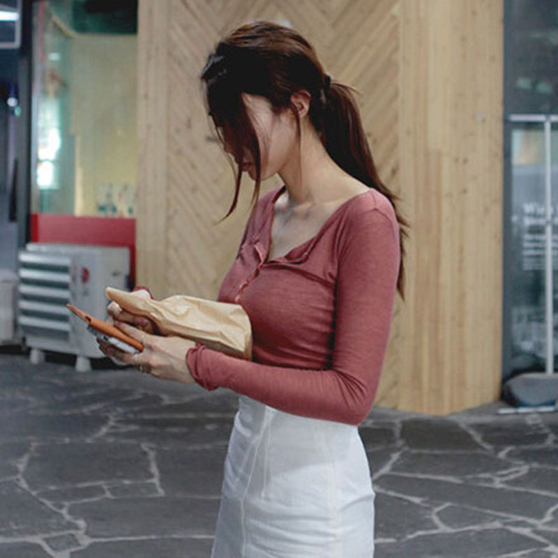 女性のためのセクシーなスリムTシャツ,長袖コットンTシャツ, - Summer De Clothing のレビューと価格