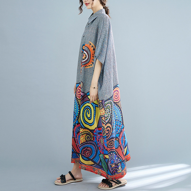 インディアンパキニドレス,ボヘミアンスタイル,レトロ,プリン - Summer Clothing India のレビューと価格