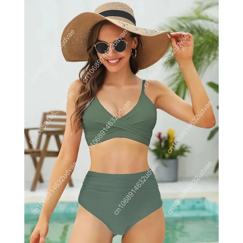 女性用ハイウエストビキニセット プッシュアップツイストフロン - Bikini Set Push Up のレビューと価格