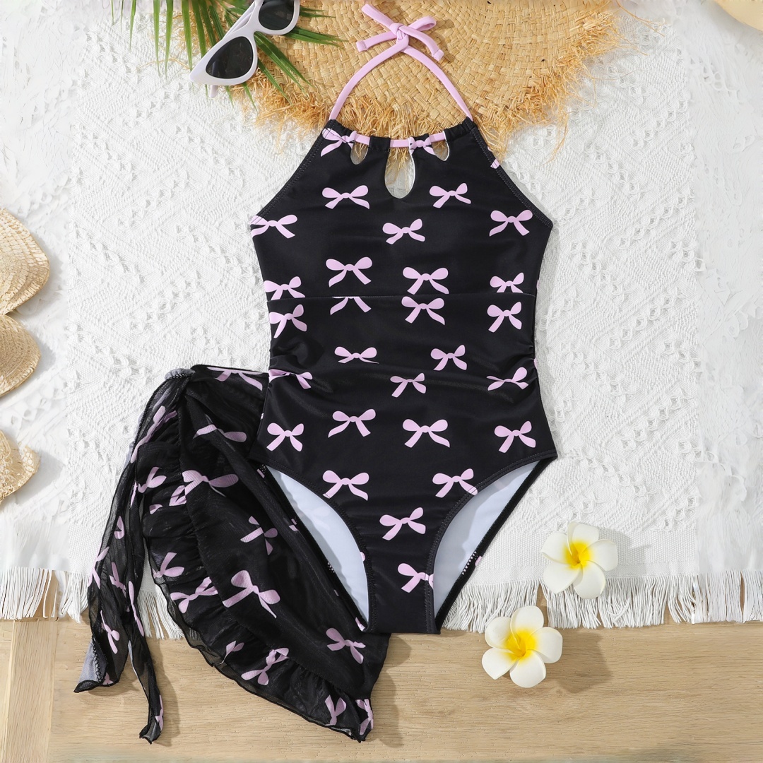 新しい女の子用ブラックカラーワンピース水着、メッシュラップス - Summer Clothing For Teen Girls のレビューと価格