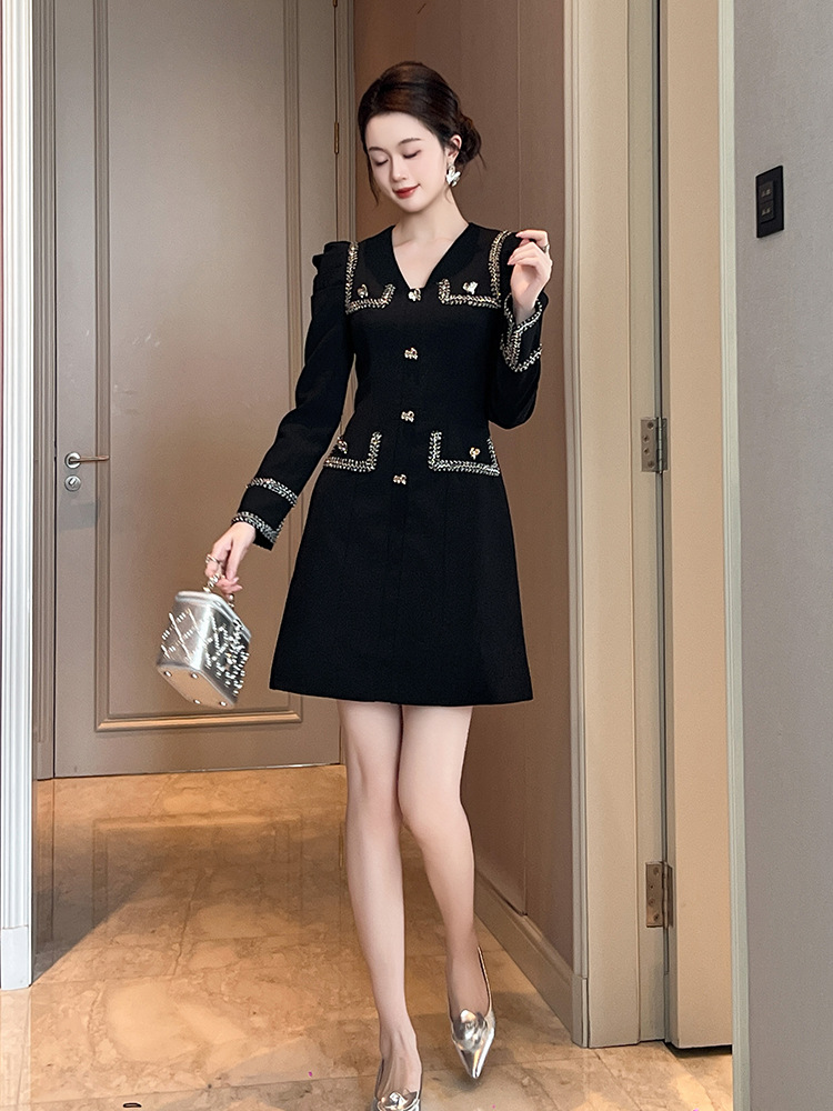 女性のための黒い痩身ドレス,新しい春の服,小さな香りのスタイ - Summer Clothing New Look のレビューと価格