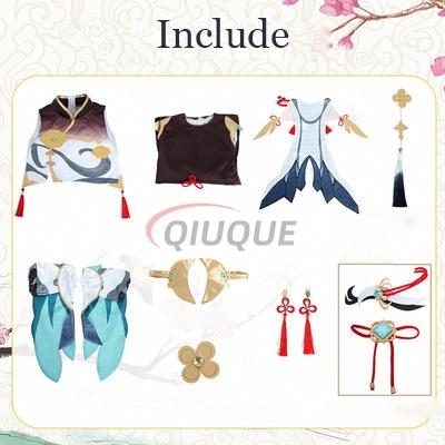 ゲーム原神インパクト神河コスプレ衣装神河ウィッグ女性制服ドレ - Romper Playsuit Women のレビューと価格