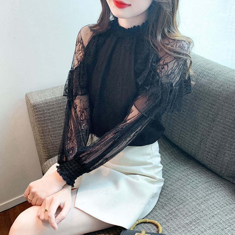 シフォン女性のシャツとブラウスレースの花高級デザイナー若々し - Summer Clothing Trends 2025 のレビューと価格