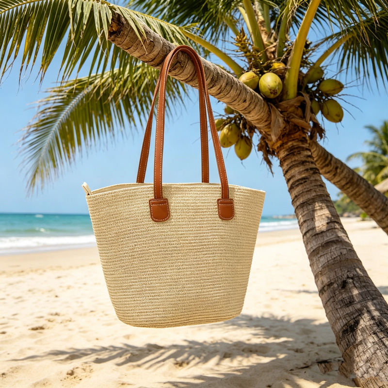 CLAREGQI レディース ソリッドカラー ストロー トー - Beach Bag Straw のレビューと価格