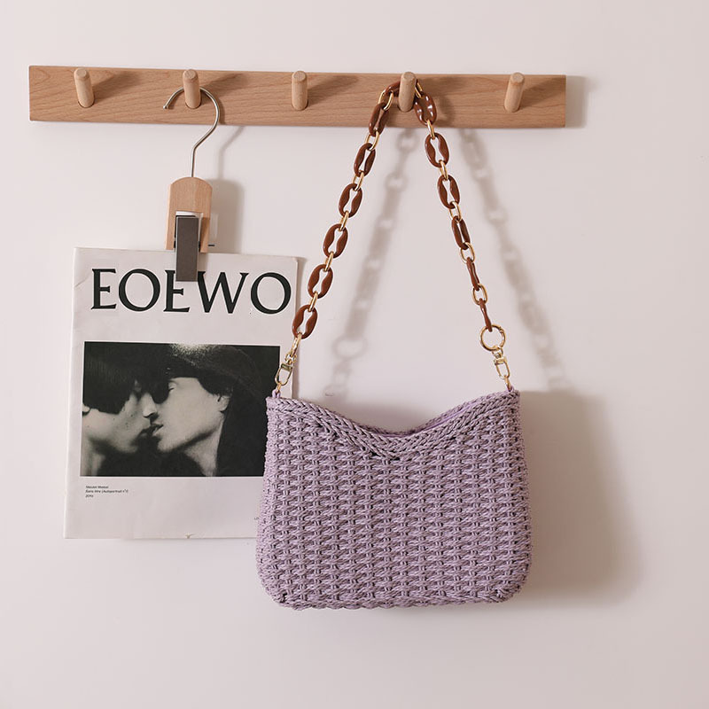女性用麦わらバッグ：ビーチでの休暇に最適な無地ショルダーバッ - Beach Bag Straw のレビューと価格