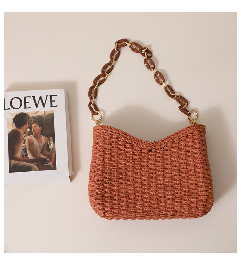 女性用麦わらバッグ：ビーチでの休暇に最適な無地ショルダーバッ - Beach Bag Straw のレビューと価格