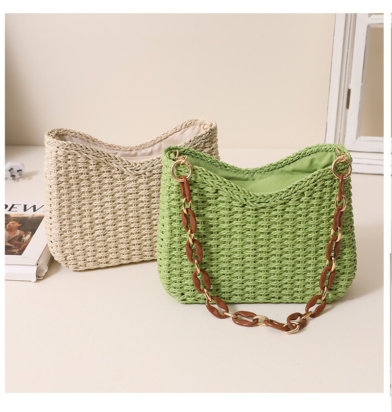 女性用麦わらバッグ：ビーチでの休暇に最適な無地ショルダーバッ - Beach Bag Straw のレビューと価格