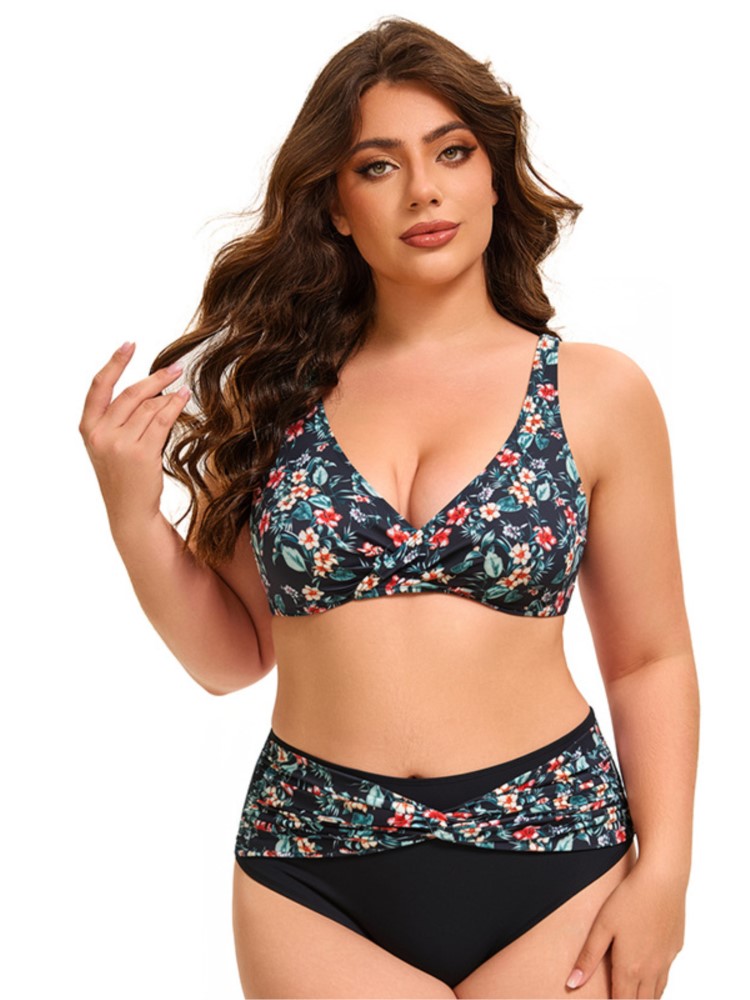 プラスサイズ ハイウエスト ビキニ レディース プッシュアッ - Bikini Set Push Up のレビューと価格
