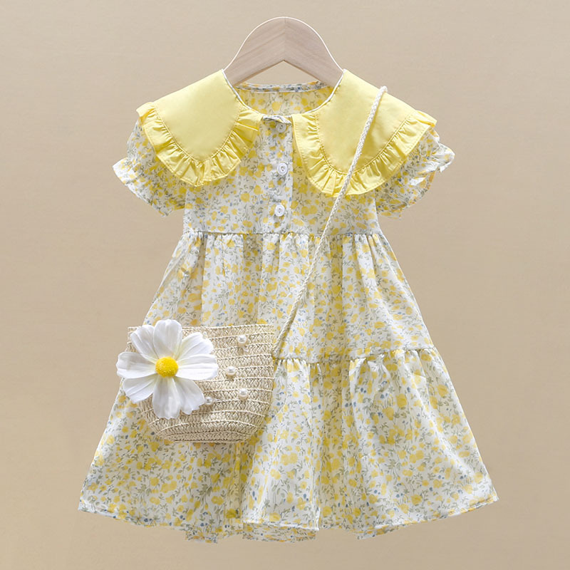 小さな女の子のための黄色の花柄のドレス,2ピース,小さな女の - Summer Clothing For Teen Girls のレビューと価格