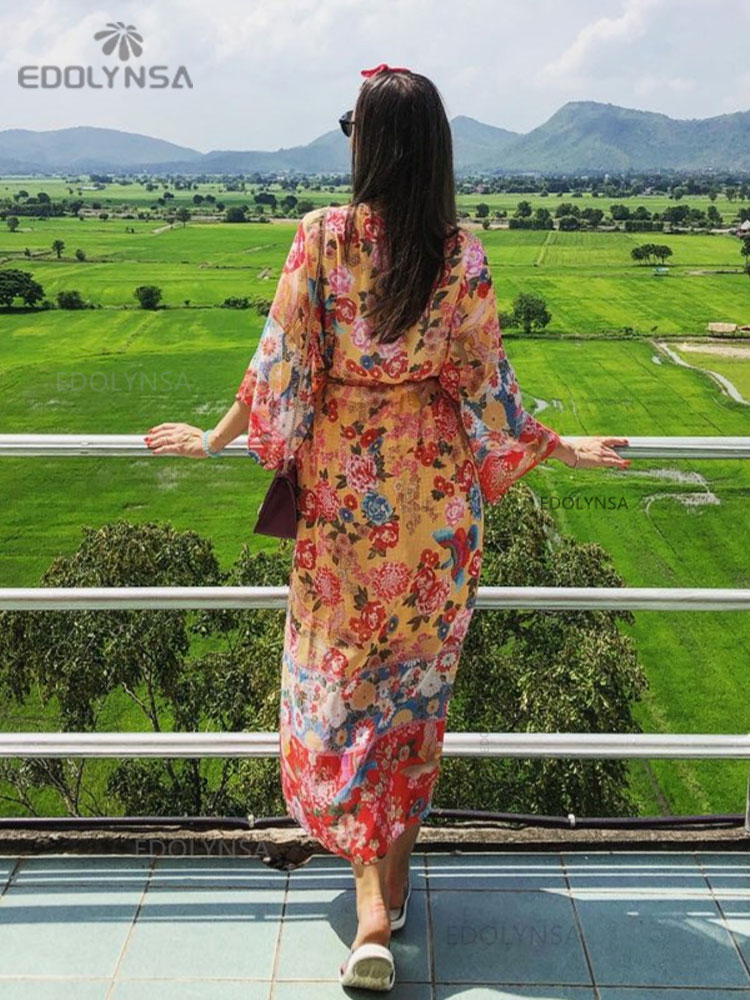 2025 ボヘミアン花柄プリントフロントオープン夏の女性のビ - Sarong Pareo Wrap のレビューと価格
