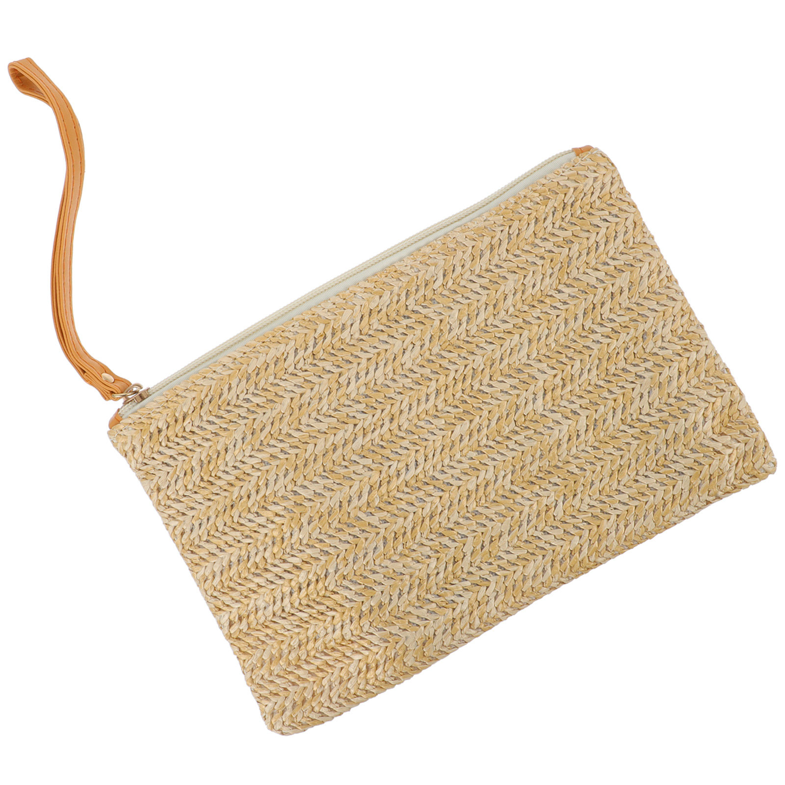 1 個わらクラッチバッグ女性のためのジッパー開閉手作り織りリ - Beach Bag Straw のレビューと価格