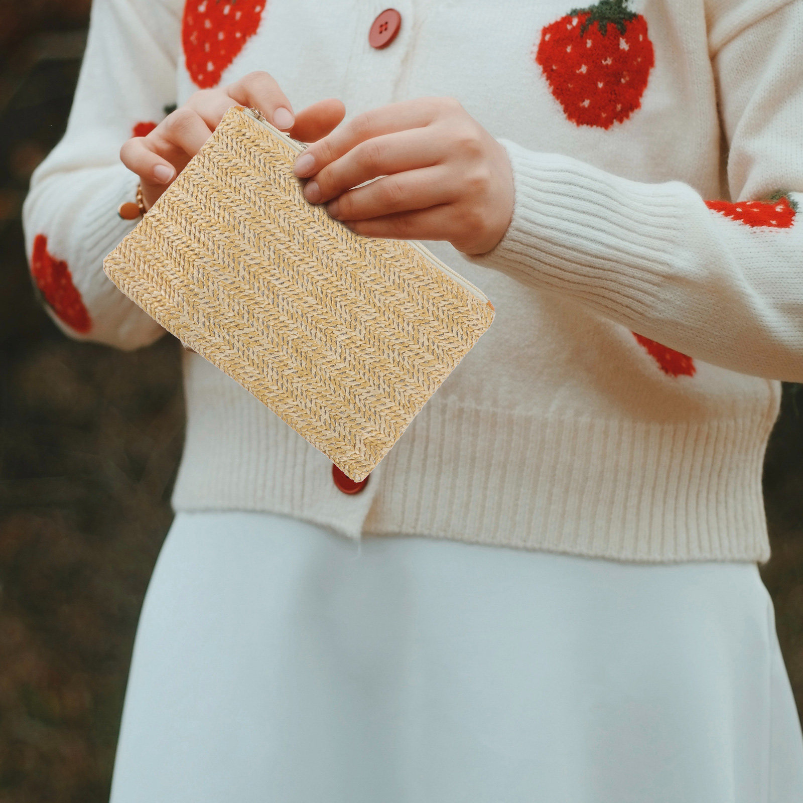 1 個わらクラッチバッグ女性のためのジッパー開閉手作り織りリ - Beach Bag Straw のレビューと価格