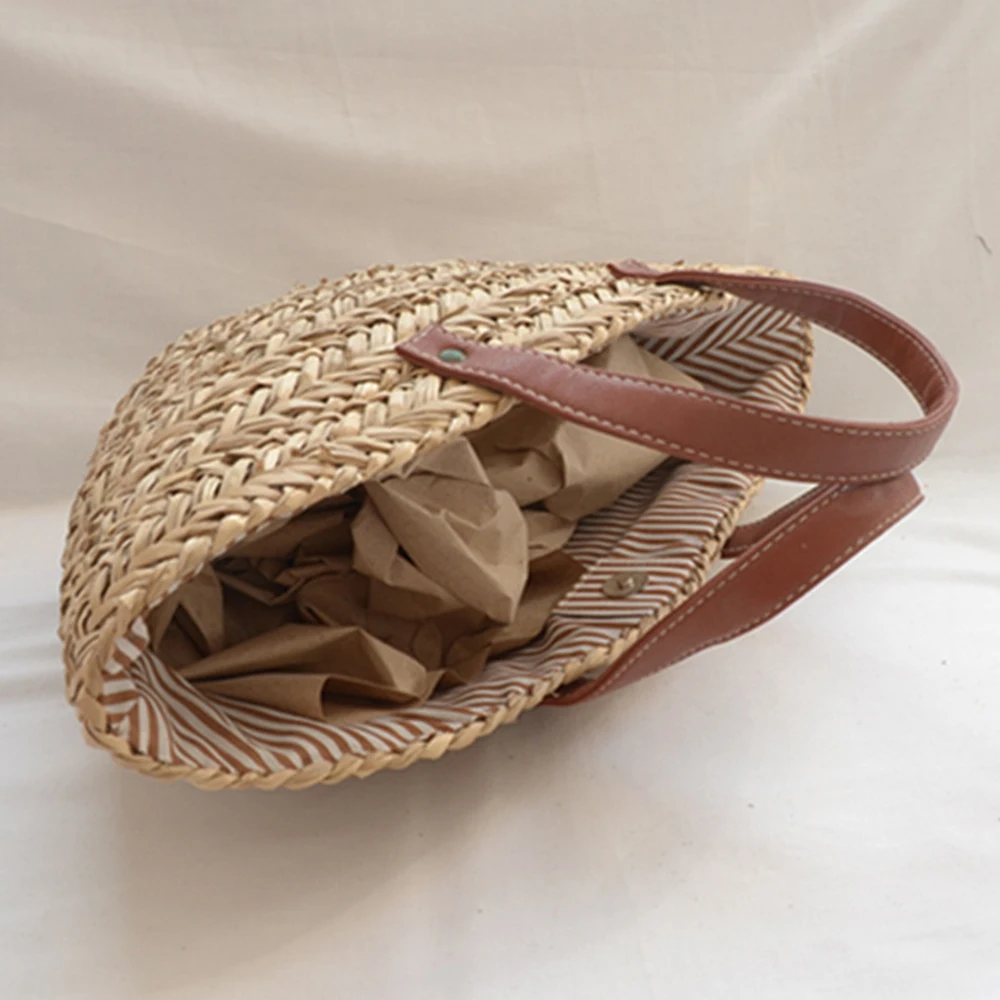 ボヘミアン麦わら帽子の女性用籐バッグ,デザイナーの織りバッグ - Beach Bag Straw のレビューと価格