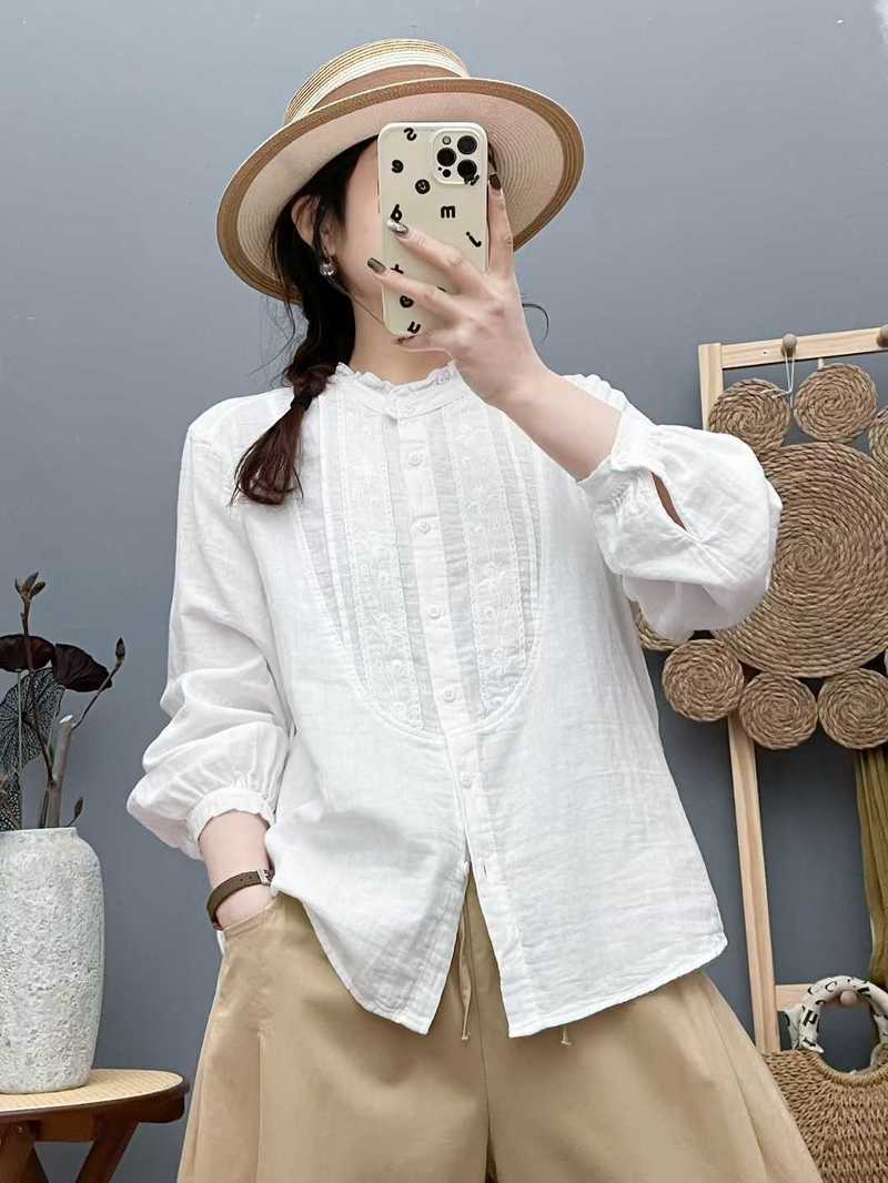2026 ヴィンテージ服森ガール綿糸ネイビーブルーホワイトオ - Summer Clothing Japan のレビューと価格