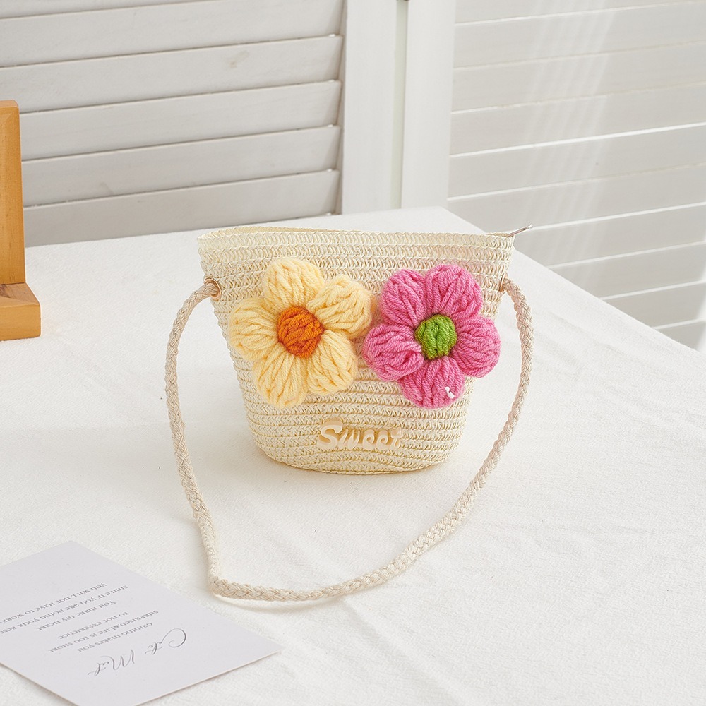 新しいジッパー付きストローバッグ、フラワー・プリンセス・サマ - Beach Bag Straw のレビューと価格